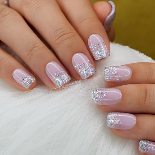 CurvLife Short Press-On Nails Kit - Reusable Glossy Gel False Nails