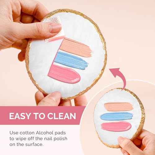 MelodySusie 1PC Round Shape Resin Nail Art Palette, Professional Color Mixing Board for Gel Polish, Acrylics, Pigment Blending, Salon and DIY Makeup Artist Tool, White