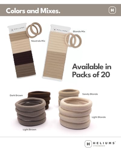 Heliums Soft Hair Ties - No Damage, 20 Pack, Neutral Colors