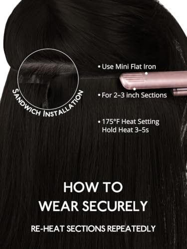 WENNALIFE Tape-In Weft Hair Extensions - 24" Remy Human Hair, Natural Black, 2 Pcs