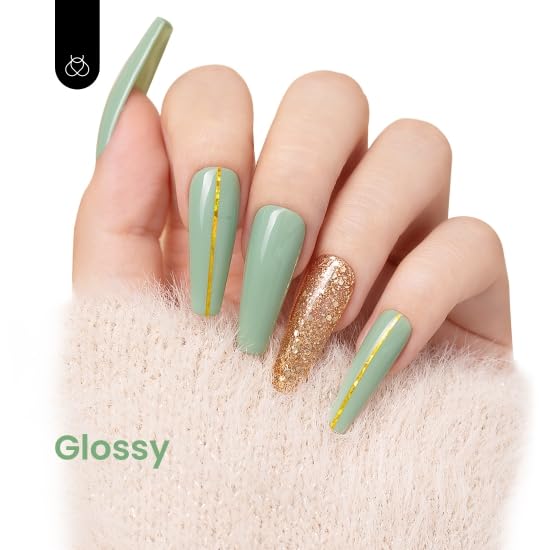Beetles Green Gel Nail Polish Eucalyptus 15ML Soak Off UV for Fall Nail Art DIY
