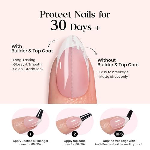 Beetles Short Almond Press-On Nails - Ombre French Tip 16 Sizes - White Ombre - 224 Pack