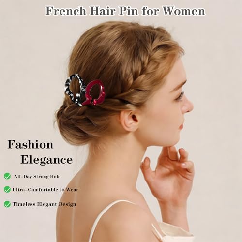 Black French Twist Hair Pins for Women - Elegant 4.2 Inch Styling Accessories