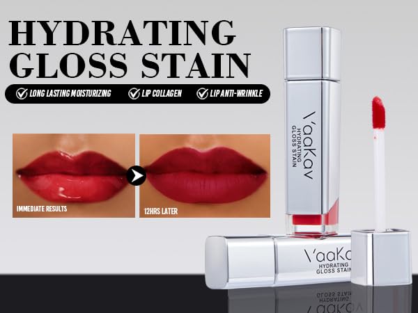 Glossy Lip Stain - Hydrating Tinted Lip Oil with Long-Lasting Color
