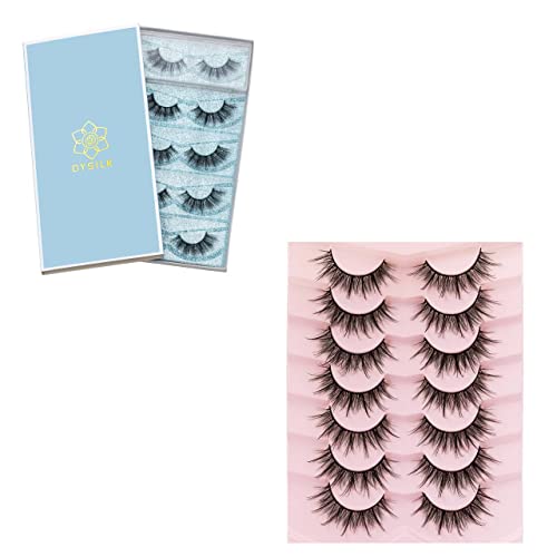 DYSILK Lashes False Eyelashes 7 Pairs Manga Lashes Natural Anime Lashes and 5 Pairs 6D lashes Faux Mink Eyelashes
