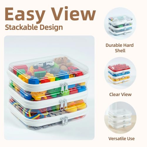 3-Pack Clear Hard Shell Zipper Pouches 7.8×6.3 inch