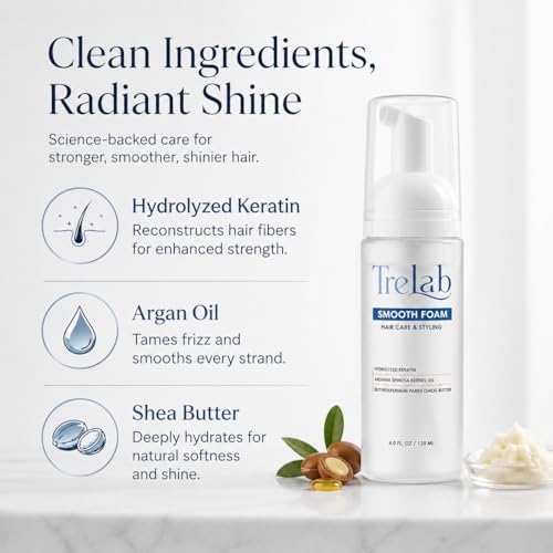 TreLab Hair Mousse with Keratin & Argan Oil, 4 Fl Oz