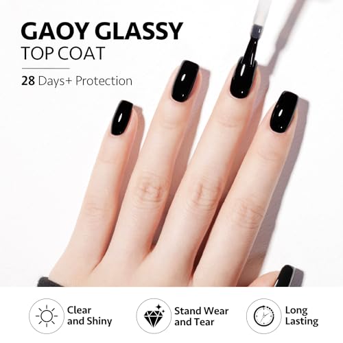 GAOY No Wipe Gel Top Coat - High Gloss UV Nail Polish (2x16ml)