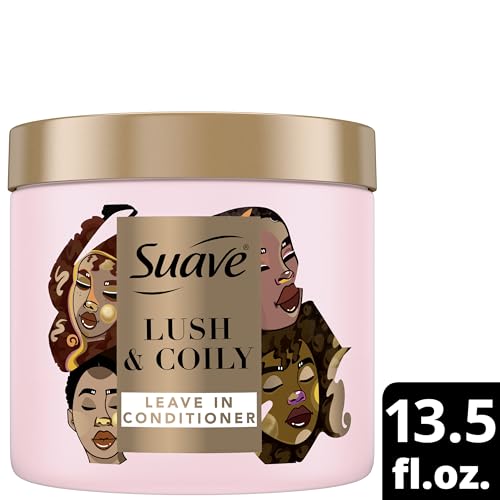 Suave Leave-in Conditioner, Lush & Coily, 2-Pack ??Coconut Oil, Shea Butter & Amino Complex Natural Hair Care Products, Anti-Frizz, 13.5 Oz Ea