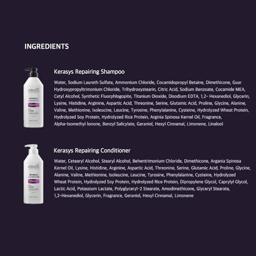 Kerasys Hair Clinic Protein Care Shampoo & Conditioner Set for Damaged Hair, Argan Oil, 13.5 fl oz / 400 ml