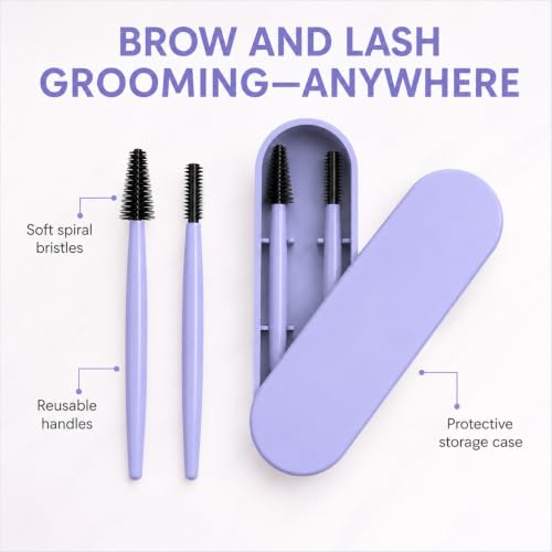 AQUP Reusable Grey Eyebrow & Eyelash Brush with Case - Makeup Spoolie Tool