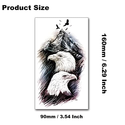 12 Large Eagle Temporary Tattoos Sheet - Waterproof Body Sticker