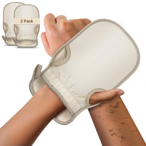 Exfoliating Glove (Original) Machine Washable Newly Upgraded With Thumb Holes Korean Body Scrubber 100% Vegan Viscose Exfoliating Mitt for Dead Skin Removal, Keratosis Pilaris & Self-Tan Prep