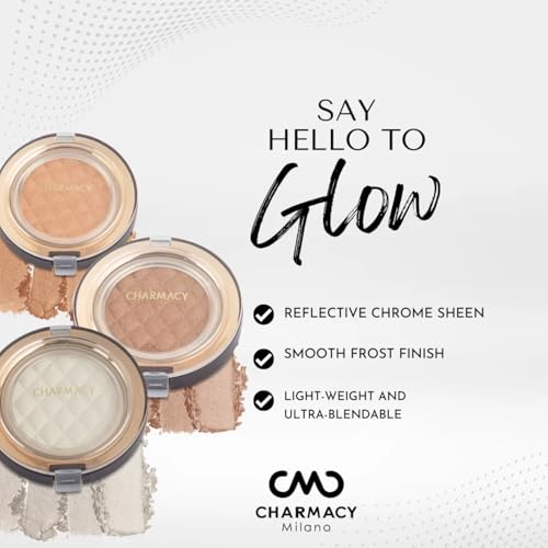 CHARMACY Highlighter Makeup Palette Shimmer Contour Powder Waterproof Long-Lasting, Brightens Face Highlighter Powder Shimmer Highlight Palette Suit All Skin Tones #04