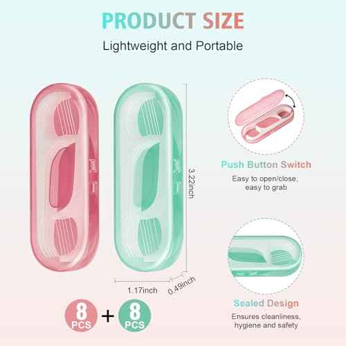 Travel Floss,160 PCS Portable Flossers Dental Picks,16 Pack Individually Cases with Flossing Pick,Floss Sticks for Adults Teeth Cleaning, Sealed Storage Ideal for Family, Hotel, Trip