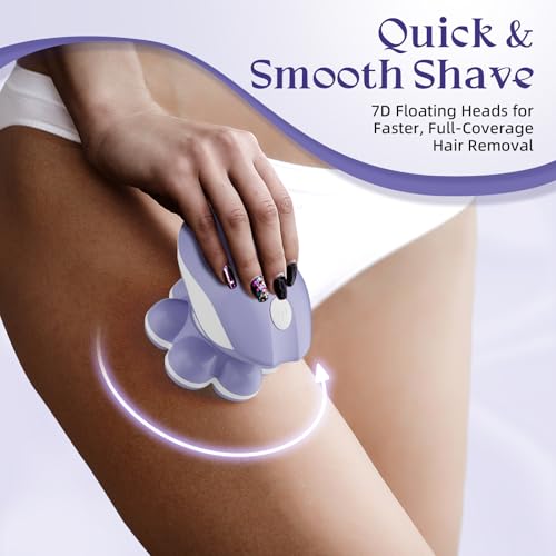 7D Electric Razors for Women: Fast & Smooth Full-Area Electric Shaver for Women Flawless Legs - Waterproof Body Hair Remover for Wet Dry Use, LED Light & Travel Cover - Gifts for Ladies Her