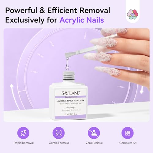 SAVILAND Acrylic Nail Remover Kit - Fast Removal with Cuticle Oil