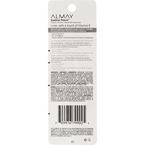 Almay Eyeliner Pencil, Black Brown [206], 0.01 oz (Pack of 4)