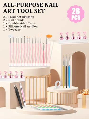YOOVR Nail Art Tools Set with 15 Brushes & Magnetic Stands