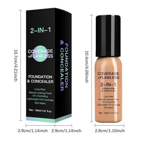 2-in-1 Foundation Concealer – Full Coverage, 24hr Wear
