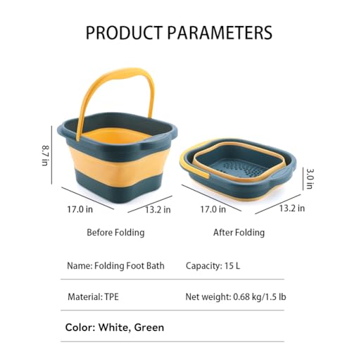 Collapsible Foot Spa Bath Massager with Acupoint Massage - Green