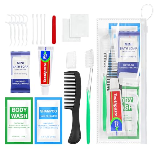 10-Pack Travel Toiletry Kit with Toothbrush & Hygiene Essentials