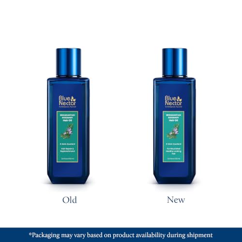 Blue Nectar Rosemary Bhringraj Ayurvedic Scalp Oil for Hair Growth - 3.38 Fl Oz