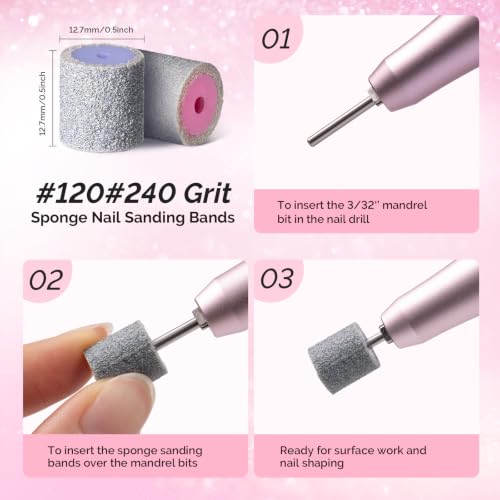MelodySusie Sponge Nail Sanding Bands - 10Pc Set (120 & 240 Grit)