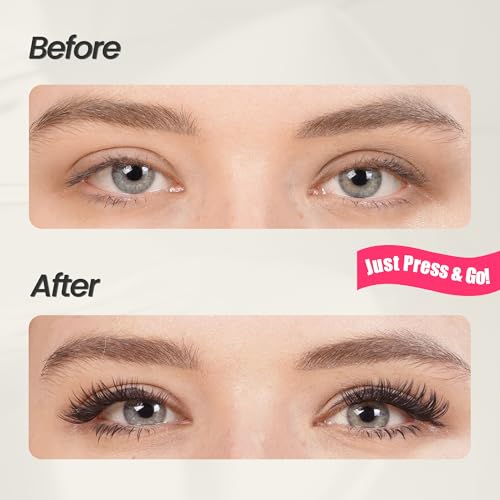 Press-On No Glue Needed Lash Clusters 72Pcs?Self Adhesive Eyelashes 10-16mm?Wispy Cateye Look?Reusable & No Residue?Beginner Friendly Extension Kit by GlamReal