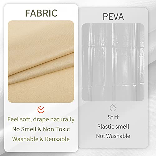 ALYVIA SPRING Waterproof Fabric Shower Curtain Liner with 3 Magnets - Hotel Quality Soft Cloth Shower Liner, Light-Weight & Machine Washable - Standard Size 72x72, Khaki