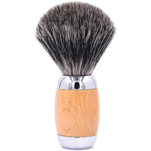 Taconic Shave 100% Mixed Badger Shaving Brush ? Extra-Dense 22?mm Knot for Rich Lather, Beechwood & Chrome Ergonomic Handle + Lucite Stand Included