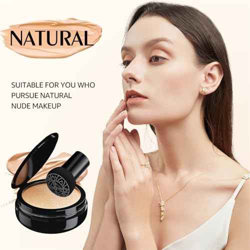 Mushroom Head Air Cushion CC Cream Foundation Full Coverage Moisturizing Oil Control Waterproof Long-Lasting Even Skin Tone Natural Cream Foundation for Mature Skin (Natural)