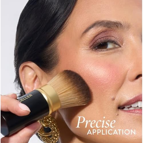 LAURA GELLER NEW YORK Fast Face Set: Baked Balance-n-Brighten Powder Foundation, Medium + Baked Blush-n-Brighten, Pink Buttercream + Airbrush Kabuki + Angled Blush Brush
