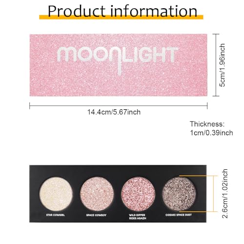 4-Color Pink Purple Eyeshadow Palette, Blendable Shimmer