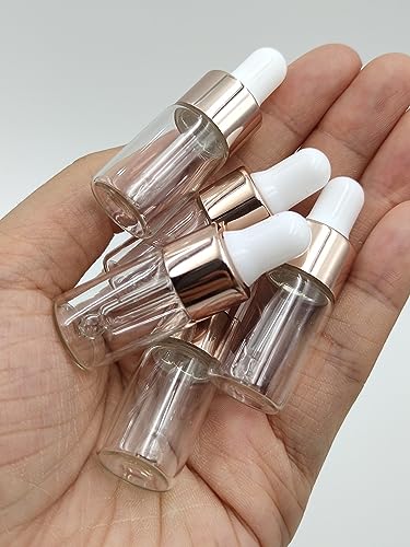 15-Pack 3ml Glass Dropper Bottles with Rose Gold Caps