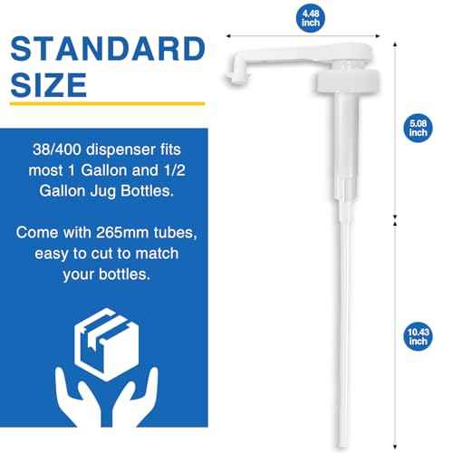 4Pcs Gallon Jug Syrup Pump Dispenser, 38-400 Leak Proof Pump for Gallon Jug - Lotion Shampoo Pump Cap Included, Fits 1 Gallon Bottle 64oz 128oz Shampoo Laundry Detergent Containers