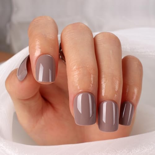 Brown Press On Nails Short Kit - 30 Piece Gel Nail Set