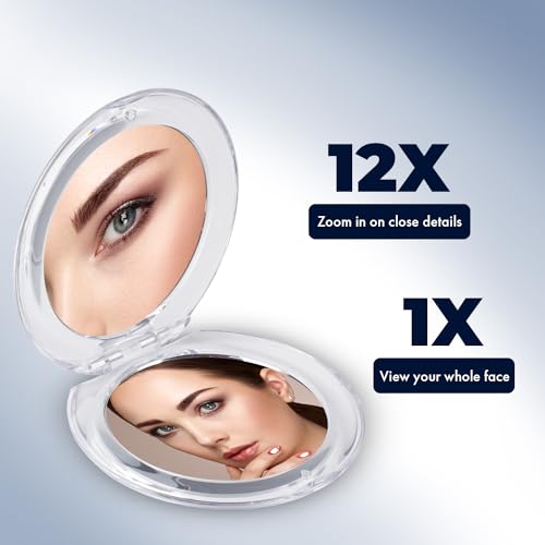 Mirrorvana 12X Magnifying Travel Makeup Mirror - Dual-Sided, Compact, 3.3"