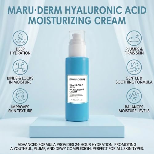 Maruderm Moisturizing Cream for Dry and Dehydrated Skin 200ml – Face & Body Hydrator with Hyaluronic Acid, Urea, Niacinamide