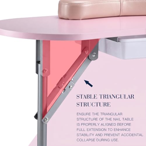Joligrace Portable Manicure Table with Lockable Wheels & Drawer