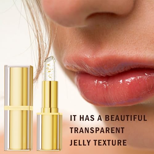 Transferproof Color Changing Lipstick, Gold Crystal pH Color-Changing Lipstick 24 Hours Long Lasting & Moisturizing Lip Gloss for Lip Balm, Clear Lip stick for Women, Birthday Galentines Day Gifts