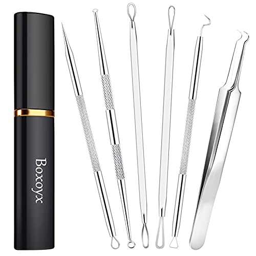 Blackhead Remover Tool Kit - 6 Pcs Pimple Popper with Stainless Steel Case