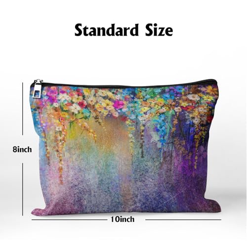 Cafl Painting Blossom Makeup Bag Travel Large Splendid Flowers Cosmetic Bag Organizer toiletry Essentials Jewelry Zipper Bag Gift For Women -10¡¿8 inch