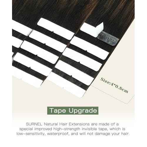 SURNEL Injected Seamless Tape in Hair Extensions 14 Inch Natural Black to Medium Brown and Caramel Blonde Invisible Tape in Extensions 20 Pcs 30g(#1B427,14)