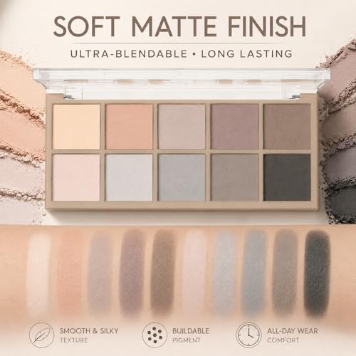 Matte Eyeshadow Palette for Mature Women - 10 Neutral Shades