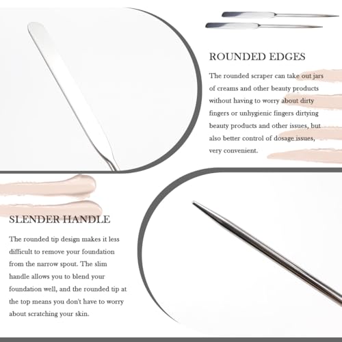 Stainless Steel Makeup Spatula, Double-Head Foundation Applicator (2-Piece)