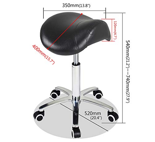 Antlu Saddle Stool Rolling Chair with Wheels - Adjustable Height