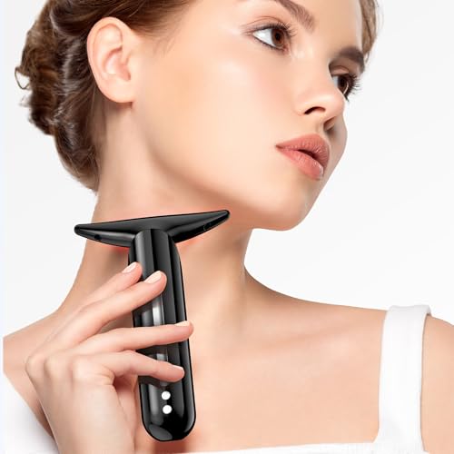 Facial Neck Massager with Heat & LED - 1000 Vibrations, 30-Day Battery