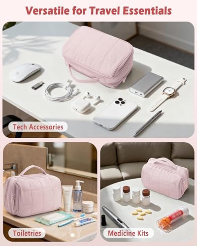 Marscamd Travel Makeup Bag - Waterproof Pink Organizer for Cosmetics