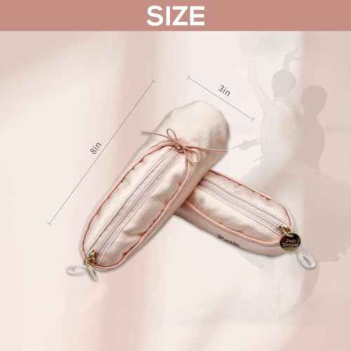 Ballet Shoe Makeup Bag, Small Cosmetic Bag for Trip Portable Cosmetic Travel Bag, Ballet Dance Shoe Makeup Bag Gifts for Women Girl Dancer Lover (Pale Pink)